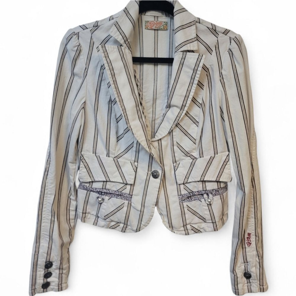 Princy By Jessica Simpson Y2k Striped Blazer with Button Details, Small